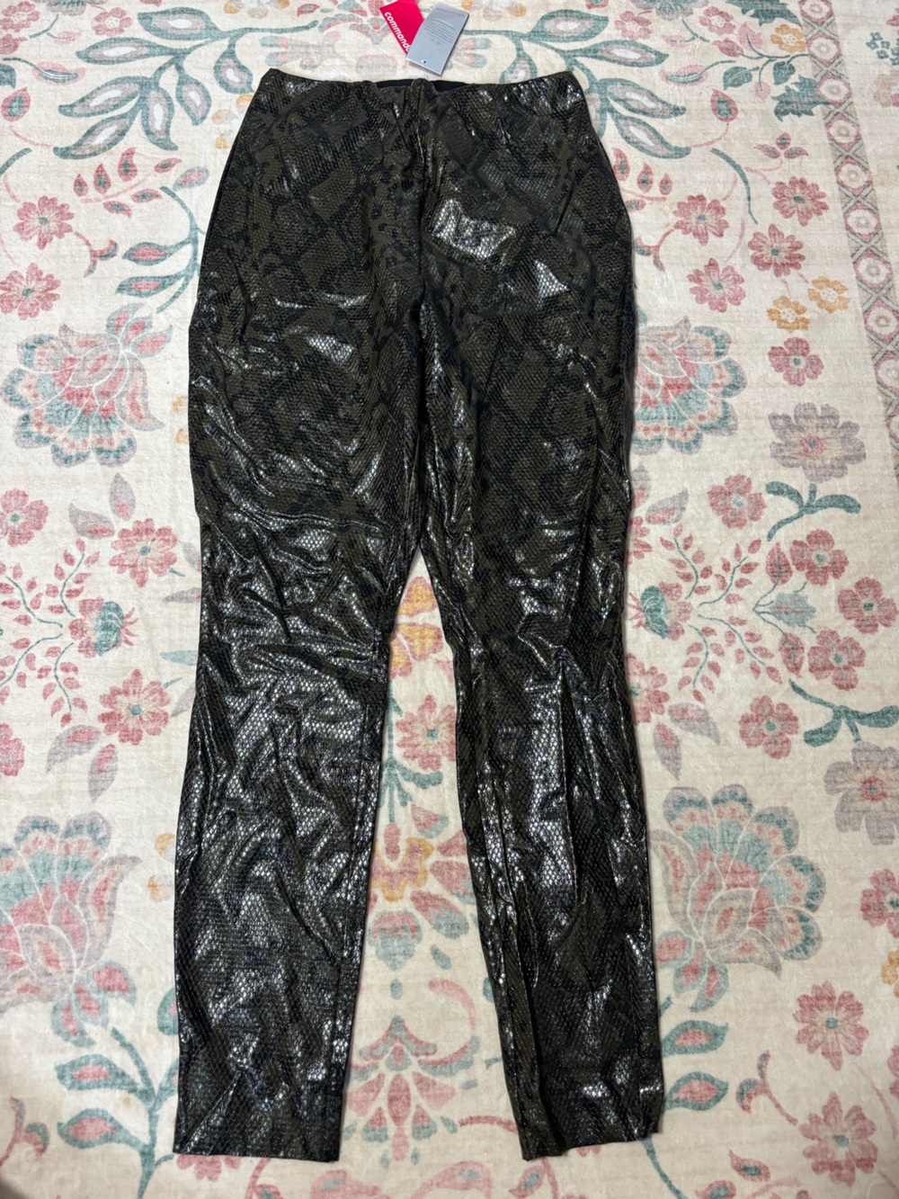 Commando Faux-Leather Animal Leggings Moss Snake